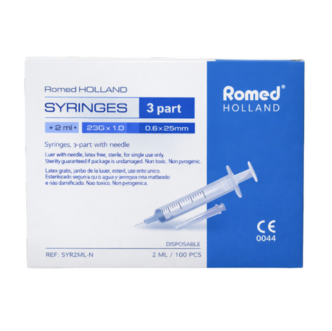 100st Sprutor 2ml + Blå kanyl – 3-komponent (Blisterpack)