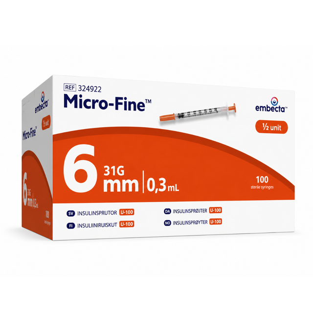 Insulinspruta 0,3ml 31G 6mm BD Micro-Fine