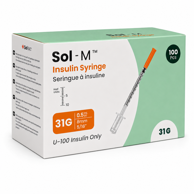 Insuliiniruiskut U-100 0,5 ml 31G × 8 mm – Sol-M™