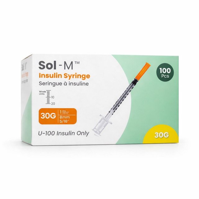 Insuliiniruiskut U-100 1 ml 30G × 8 mm – Sol-M™
