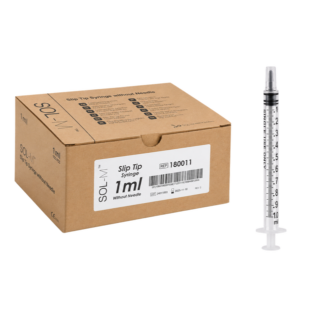 Ruiskut 1ml – 3-osainen - Luer Slip - Sol-m